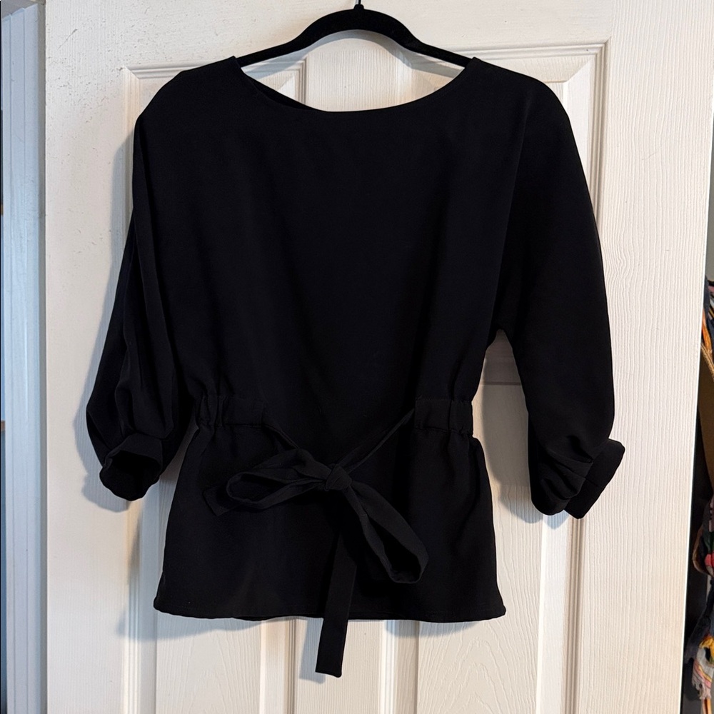 Molly Bracken Black Tie-Waist Blouse